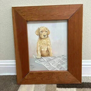 Vintage 1979 LABRADOR RETRIEVER PUPPY with paper Print SIGNED by Lou DePaolis